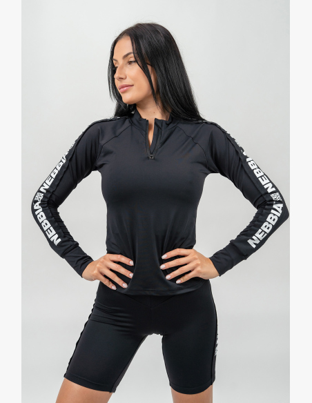 NEBBIA • Canotta sportiva a maniche lunghe WINNER nera • Nebshop.it