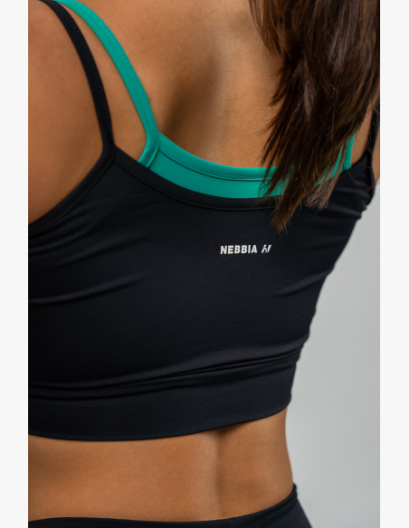 NEBBIA • Reggiseno sportivo a doppio strato FLEX nero • Nebshop.it