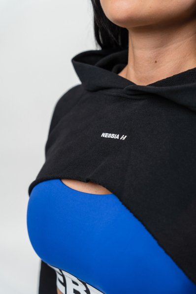NEBBIA • Crop sweatshirt with long sleeves and hood GYM TIME black • Nebshop.cz 2