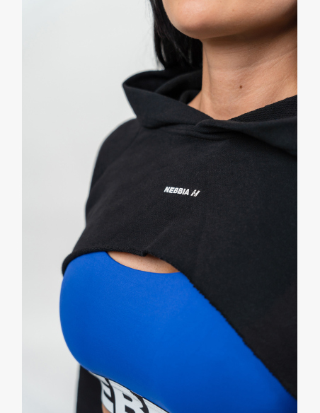 NEBBIA • Crop sweatshirt with long sleeves and hood GYM TIME black • Nebshop.cz