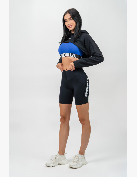 NEBBIA • Crop sweatshirt with long sleeves and hood GYM TIME black • Nebshop.cz