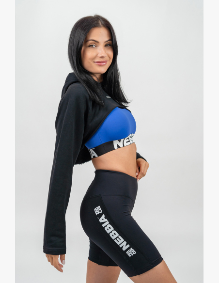 NEBBIA • Felpa corta con maniche lunghe e cappuccio GYM TIME nera • Nebshop.cz