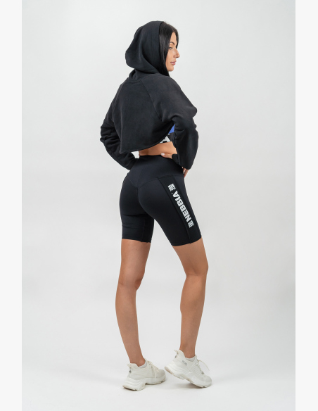 NEBBIA • Felpa corta con maniche lunghe e cappuccio GYM TIME nera • Nebshop.cz