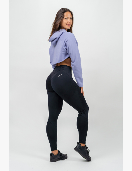 NEBBIA • Crop mikina s dlhým rukávom a kapucňou GYM TIME fialová • Nebshop.sk