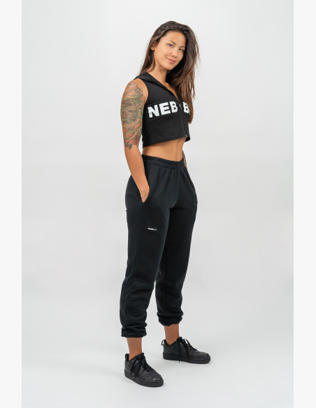 NEBBIA • Crop mikina bez rukávů MUSCLE MOMMY černá • Nebshop.cz