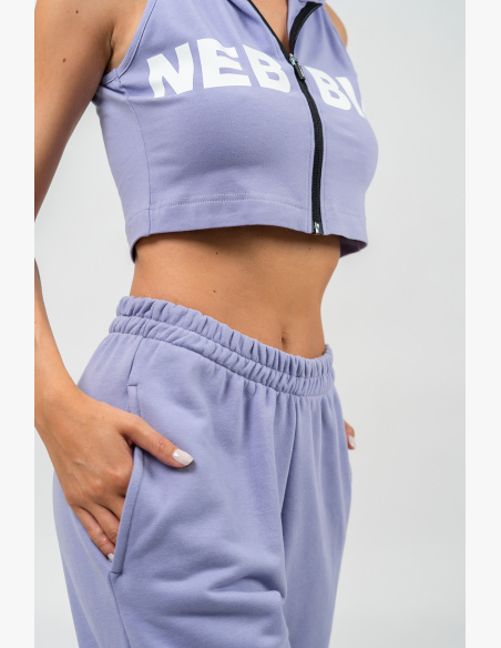 NEBBIA • Crop mikina bez rukávov MUSCLE MOMMY fialová • Nebshop.sk