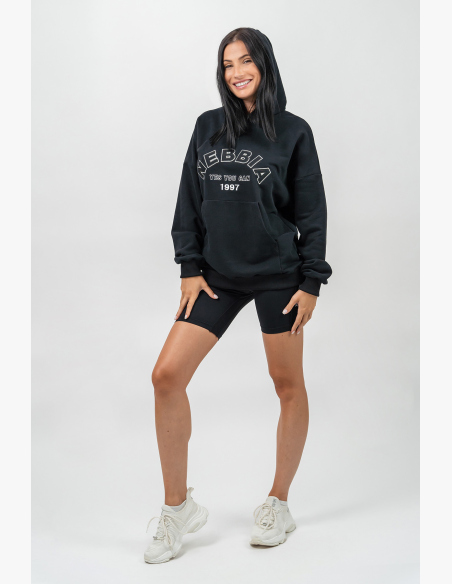 NEBBIA • Felpa oversize con cappuccio GYM RAT nera • Nebshop.it