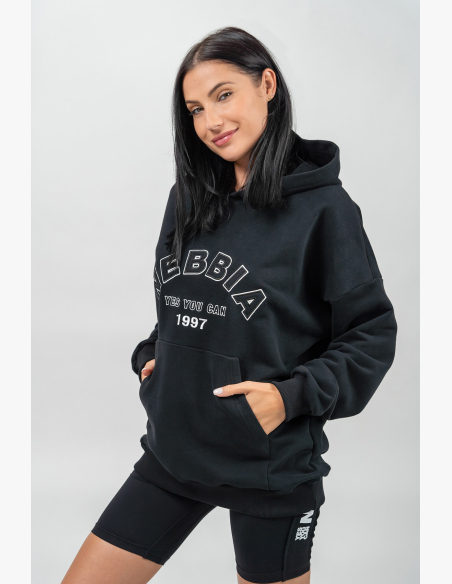 NEBBIA • Felpa oversize con cappuccio GYM RAT nera • Nebshop.it