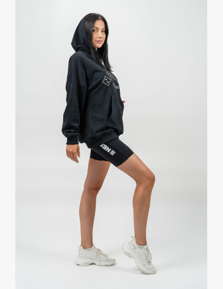 NEBBIA • Felpa oversize con cappuccio GYM RAT nera • Nebshop.it