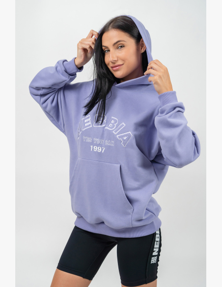 NEBBIA • Felpa oversize con cappuccio GYM RAT viola • Nebshop.cz