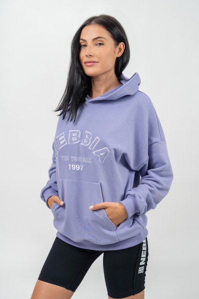 NEBBIA • Oversize mikina s kapucí GYM RAT fialová • Nebshop.sk