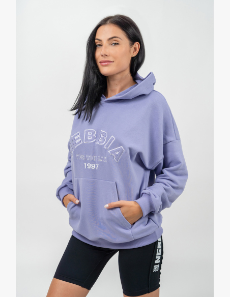 NEBBIA • Oversize mikina s kapucí GYM RAT fialová • Nebshop.sk