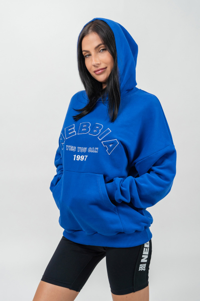 NEBBIA • Oversize mikina s kapucí GYM RAT modrá • Nebshop.sk