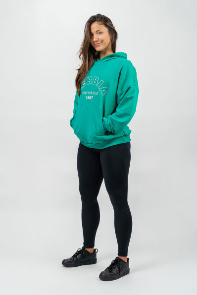 NEBBIA • Oversize mikina s kapucí GYM RAT zelená • Nebshop.cz