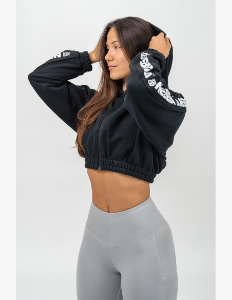 NEBBIA • Crop mikina s kapucí ICONIC čierna • Nebshop.sk