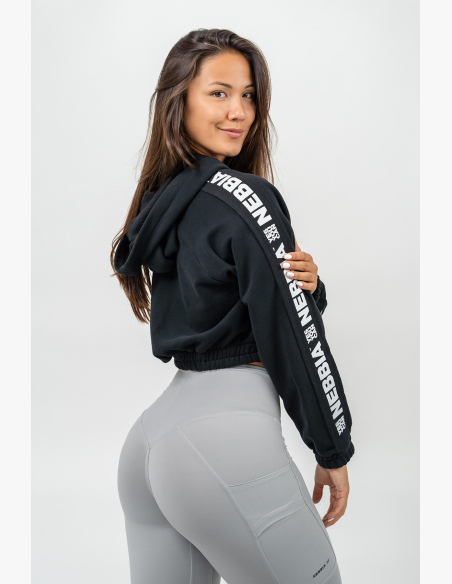 NEBBIA • Crop mikina s kapucí ICONIC čierna • Nebshop.sk