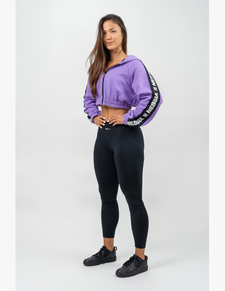 NEBBIA • Crop mikina s kapucí ICONIC lila • Nebshop.sk