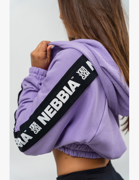NEBBIA • Crop mikina s kapucí ICONIC lila • Nebshop.sk