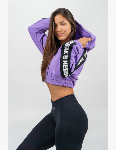 NEBBIA • Crop mikina s kapucí ICONIC lila • Nebshop.sk