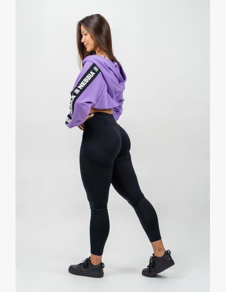 NEBBIA • Crop mikina s kapucí ICONIC lila • Nebshop.sk