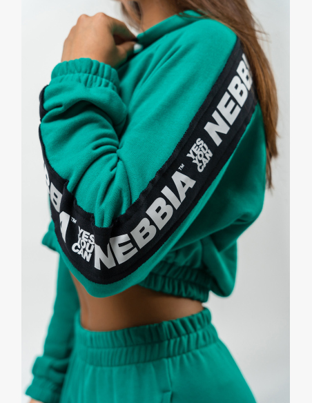 NEBBIA • Crop mikina s kapucí ICONIC zelená • Nebshop.sk