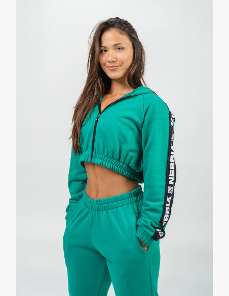 NEBBIA • Crop mikina s kapucí ICONIC zelená • Nebshop.sk