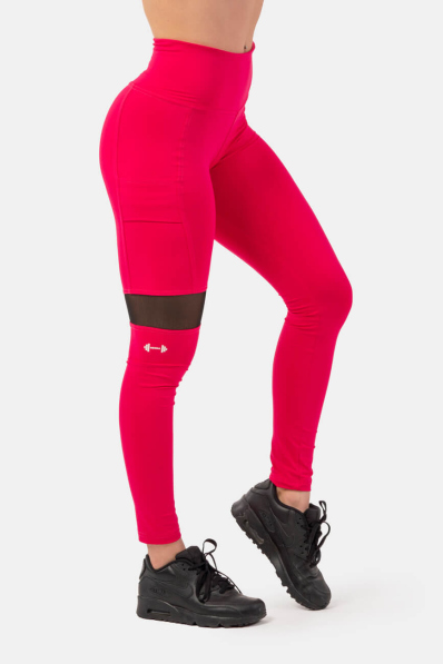 NEBBIA Legíny Sporty s vysokým pasem a kapsou na boku růžová