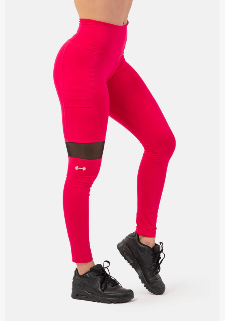 NEBBIA Legíny Sporty s vysokým pasem a kapsou na boku růžová NEBBIA Legíny Sporty s vysokým pasem a kapsou na boku růžová
