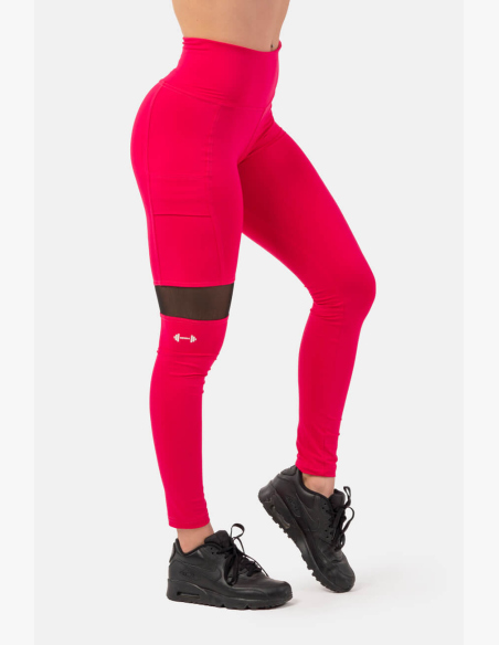 NEBBIA Legíny Sporty s vysokým pasem a kapsou na boku růžová