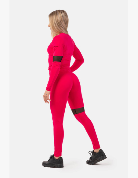 NEBBIA Legíny Sporty s vysokým pasem a kapsou na boku růžová