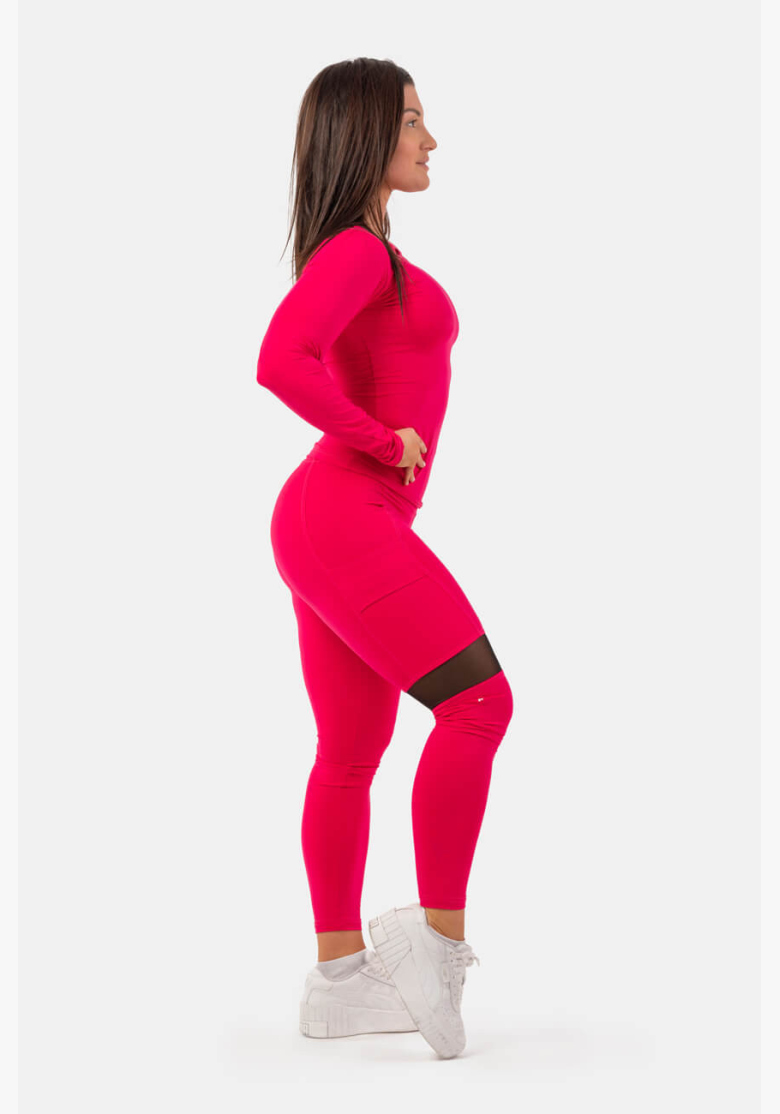 NEBBIA Legíny Sporty s vysokým pasem a kapsou na boku růžová NEBBIA Legíny Sporty s vysokým pasem a kapsou na boku růžová