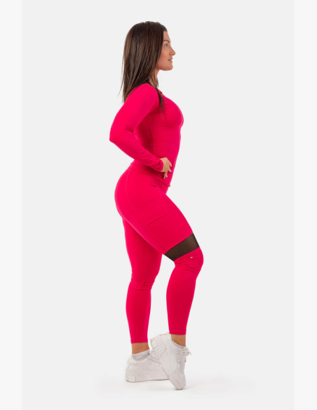 NEBBIA Legíny Sporty s vysokým pasem a kapsou na boku růžová