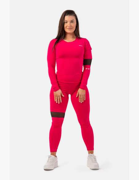 NEBBIA Legíny Sporty s vysokým pasem a kapsou na boku růžová