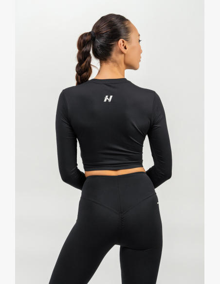 NEBBIA • Crop top s dlhým rukávom ELEVATED čierna • NebShop.sk