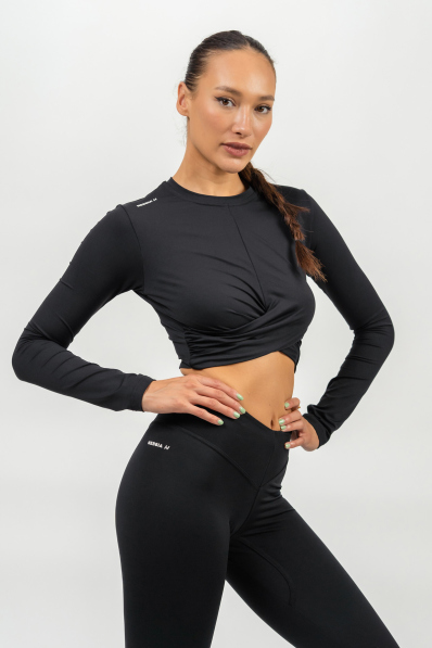 NEBBIA • Crop top s dlhým rukávom ELEVATED čierna • NebShop.sk