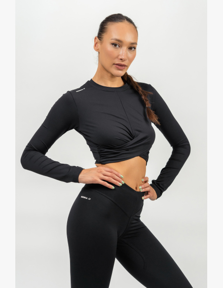 NEBBIA • Crop top s dlhým rukávom ELEVATED čierna • NebShop.sk