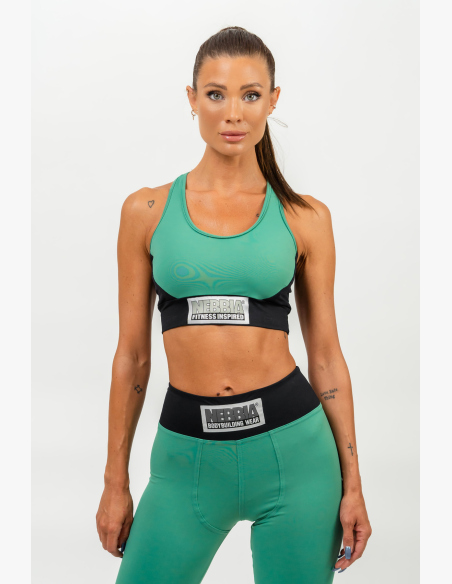 NEBBIA • Reinforced sports bra SIGNATURE green • Nebshop.cz