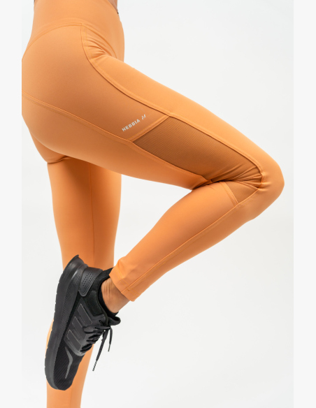 NEBBIA • Legíny so sieťkou s vysokým pásom PERFORMANCE oranžová • Nebshop.sk