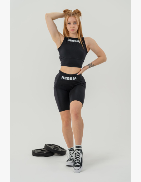 NEBBIA • Crop top top GYM THERAPY nero • Nebshop.it