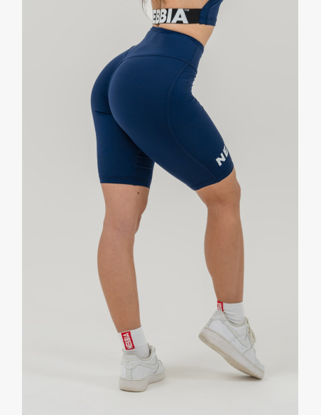 NEBBIA • 9″ SNATCHED high-waisted leggings shorts blue • Nebshop.cz
