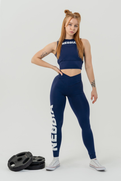 NEBBIA • NEBBIA Fitness legíny s vysokým pasem GLUTE CHECK modré • Nebshop.cz 2