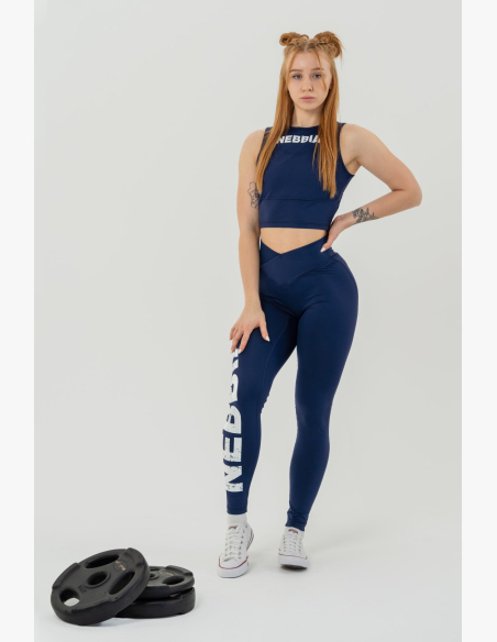 NEBBIA • NEBBIA Fitness leggings with high waistband GLUTE CHECK blue • Nebshop.cz