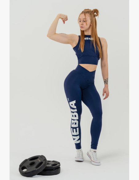 NEBBIA • NEBBIA Fitness leggings con vita alta GLUTE CHECK blu • Nebshop.it