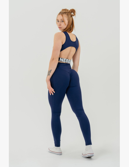 NEBBIA • NEBBIA Fitness leggings with high waistband GLUTE CHECK blue • Nebshop.cz