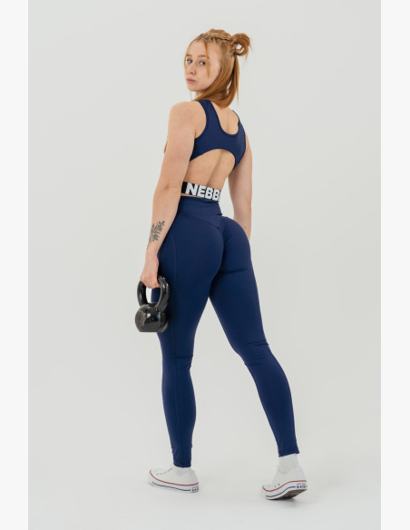 NEBBIA • NEBBIA Fitness leggings with high waistband GLUTE CHECK blue • Nebshop.cz