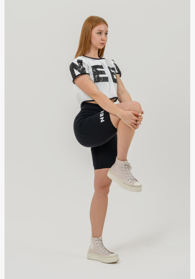 NEBBIA • NEBBIA Crop top t-shirt GAME ON white • Nebshop.cz NEBBIA • NEBBIA Crop top t-shirt GAME ON white • Nebshop.cz