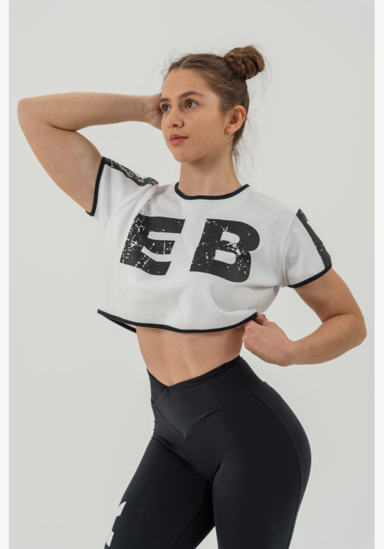 NEBBIA • NEBBIA Crop top t-shirt GAME ON white • Nebshop.cz NEBBIA • NEBBIA Crop top t-shirt GAME ON white • Nebshop.cz