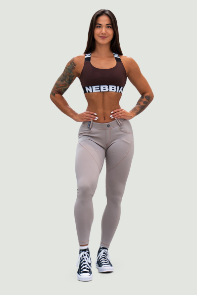 NEBBIA • NEBBIA Športová podprsenka so strednou oporou ICONIC hnedá • Nebshop.sk