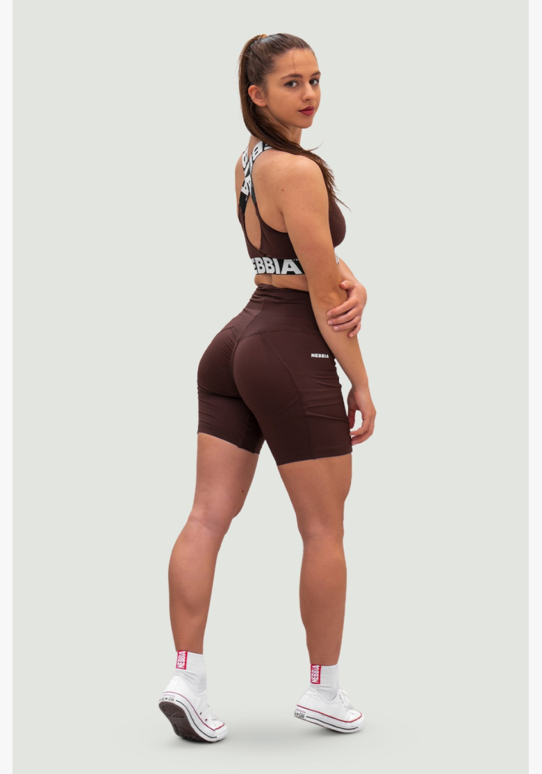 NEBBIA • NEBBIA Legíny šortky s vysokým pásom 9″ FIT&SMART hnedé • Nebshop.sk NEBBIA • NEBBIA Legíny šortky s vysokým pásom 9″ FIT&SMART hnedé • Nebshop.sk