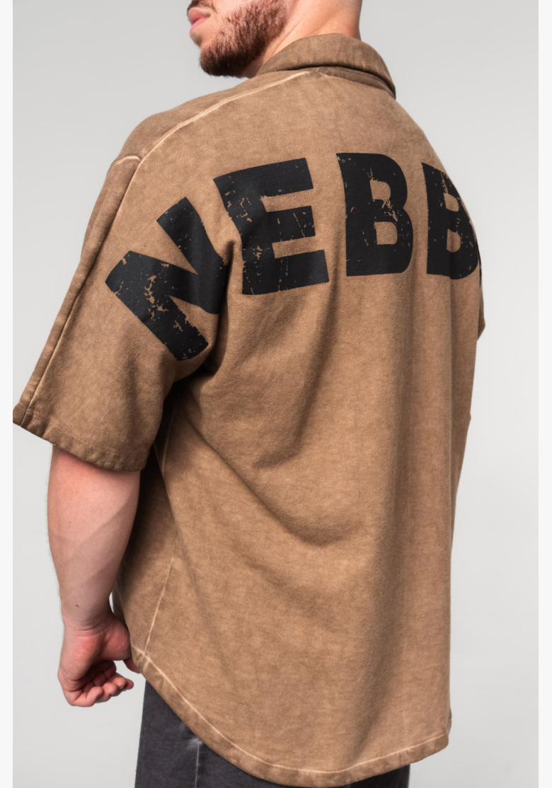 NEBBIA • NEBBIA Washed-off oversized shirt 90s THROWBACK light brown • Nebshop.cz NEBBIA • NEBBIA Washed-off oversized shirt 90s THROWBACK light brown • Nebshop.cz